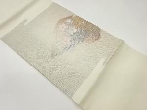 引箔松皮菱に流水・桔梗模様織出し夏用名古屋帯